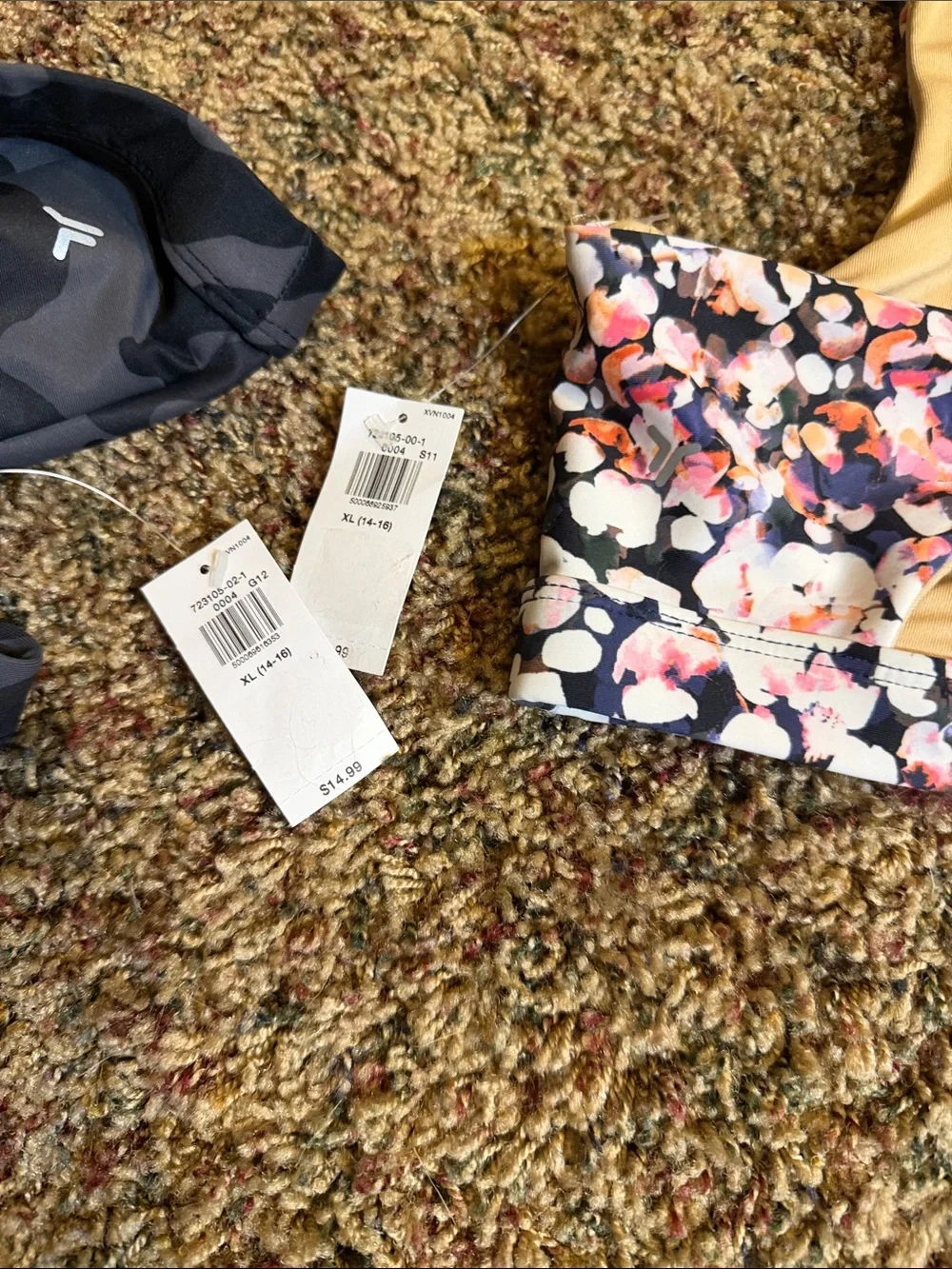 Old Navy Girls Floral Pink & Charcoal Camo Sports Bra Set NWT